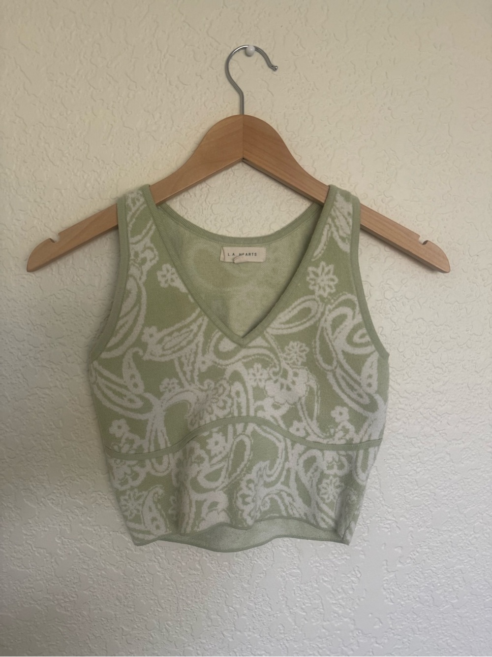 Y2K Paisley jacquard knit cropped tank top S